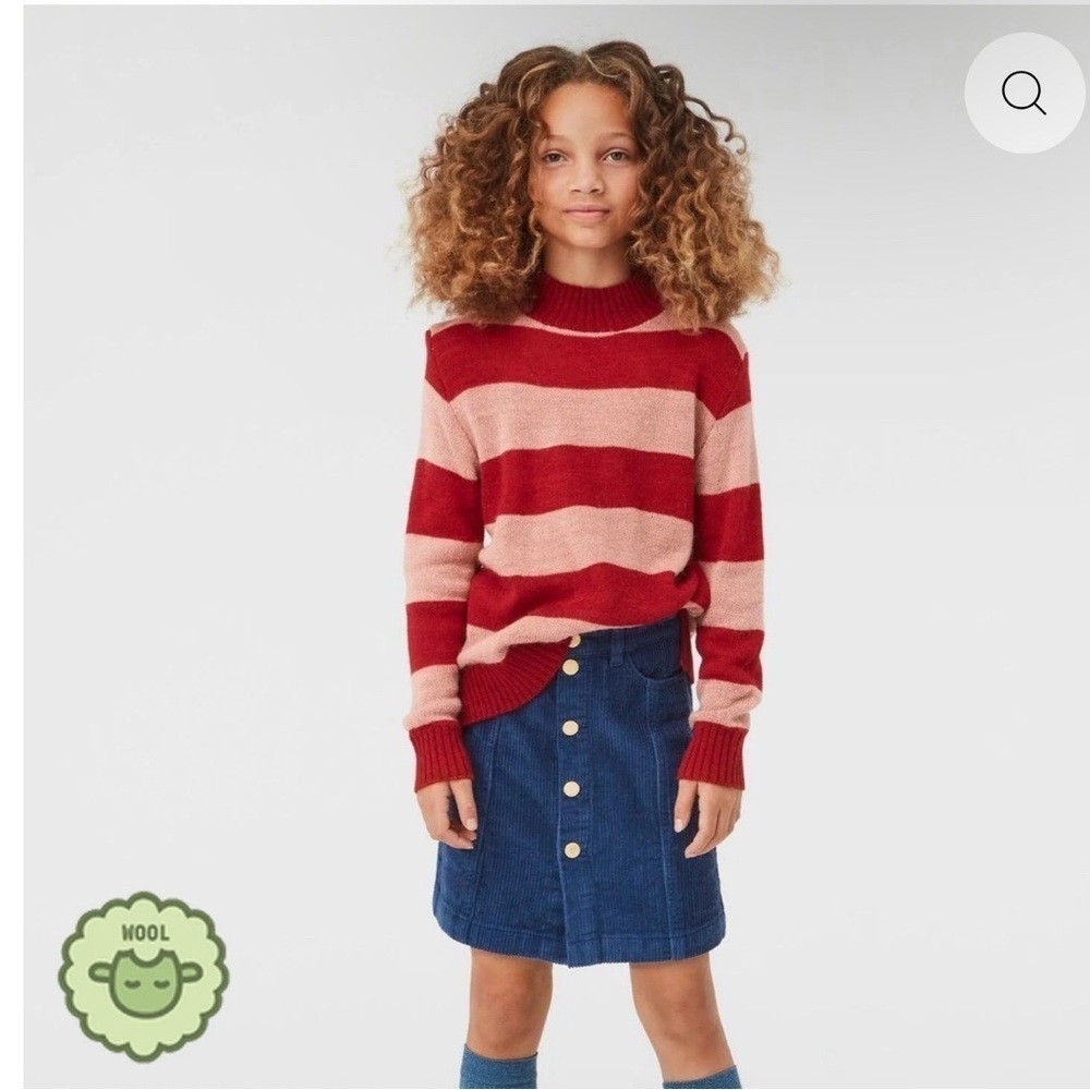 Molo Red and Pink Striped Sweater